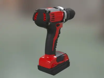 Low poly Electric Drill with battery Low-poly 3D model
