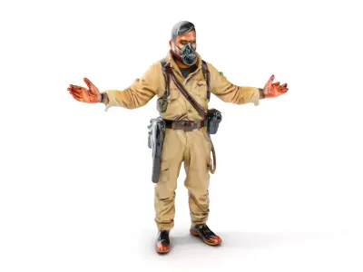 Masked Soldier D Model  Rigged and Animated for Games Low-poly 3D model