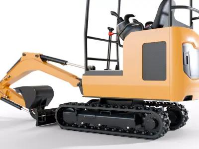 Small mini electric excavator on tracks Low-poly 3D model