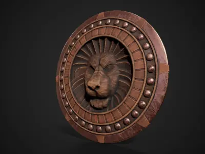 Lion Head Shield Low-poly 3D model