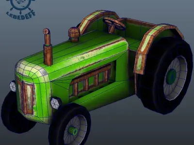 Cartoon tractor Free low-poly 3D model