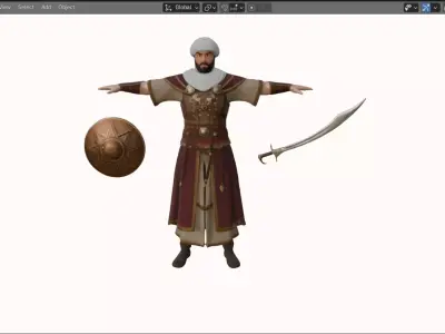 Realistic Arabian Desert Warrior 3D Model  Rigged  Game Ready Low-poly 3D model shop