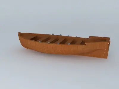 Rowboat wooden boat 3D model