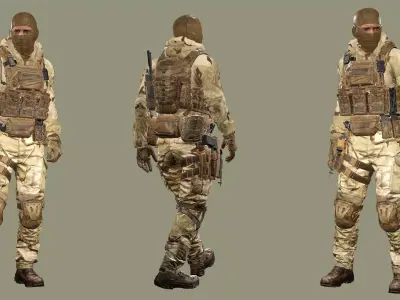 US Soldier Rigged GAME READY 02 Low-poly 3D Model Low-poly 3D model