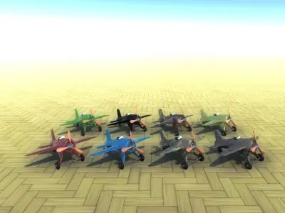 Toy Plane Low-Poly 8 colours Low-poly 3D model