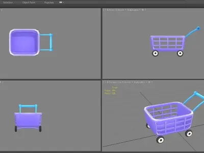 Cartoon Shopping basket - shopping cart Low-poly 3D model