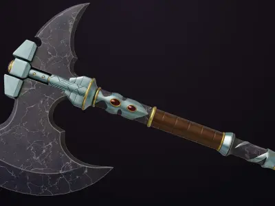 Battle Axe 08 All PBR Unity UE Textures Included Low-poly 3D model