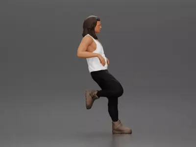 Man with long hair in Tank Top and Pants Leaning Confidently 3D print model