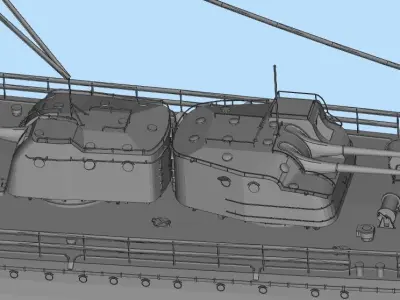 destroyer ship Low-poly 3D model