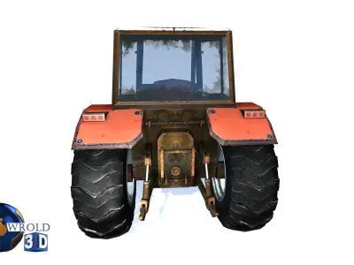 Lowpoly Tractor Gameready 3d model Low-poly 3D model