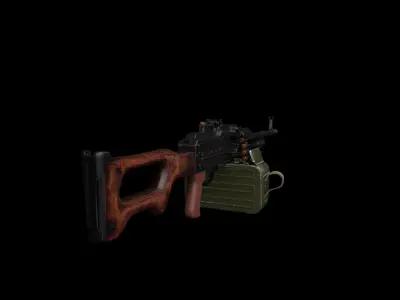 PKM light machine gun Low-poly 3D model