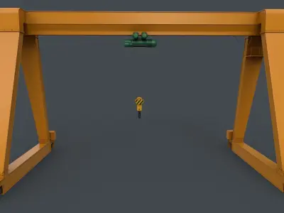 PBR Single Girder Gantry Crane V1 - YELLOW DARK Low-poly 3D model