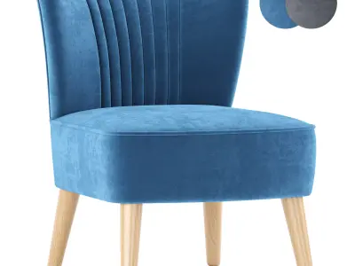 Armless Accent Chair Modern Velvet Leisure Chair 3D model