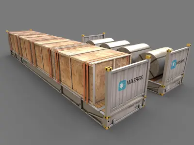 Flat Rack Containers 3D model