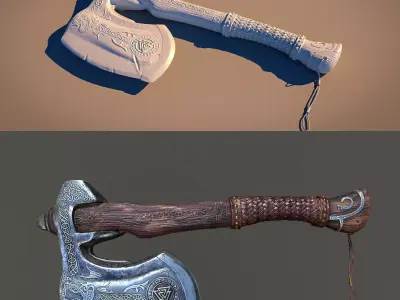AxeModel two different axes on table 3D model