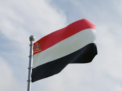 Animated Yemen Flags  3D model
