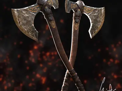 Viking Axe Low-poly 3D model 31