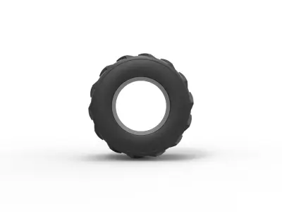 Old school pulling truck tire 2 Scale 1 to 25 3D print model
