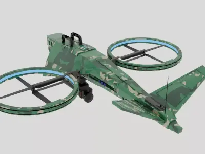 Military hover drone Low-poly 3D model