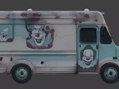 Possessed Clown Ice Cream Truck 3D Model Low-poly 3D model purchase