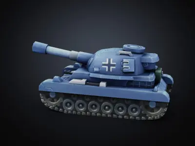 Hand-painted Q-version Tiger Tank 3D Model Low-poly 3D model