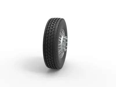 Front custom wheel of semi truck Version 10 Scale 1 to 25 3D print model