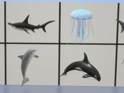 3d animals sea Low-poly 3D model
