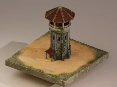 Archer Tower Level 10 Low-poly 3D model