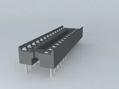 28-pin DIL socket Free 3D model