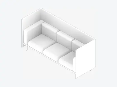 Furniture - Sofa - Contemporary - Flame - Type 2 Low-poly 3D model