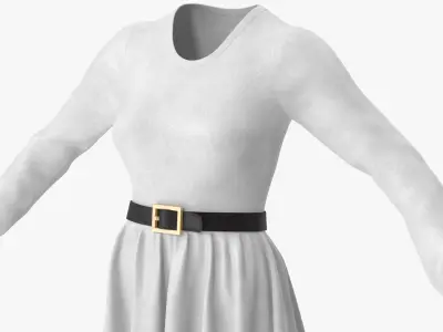  Dress White with Belt 