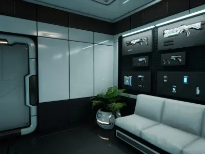 SciFi Weapon Loft Interior Low-poly 3D model