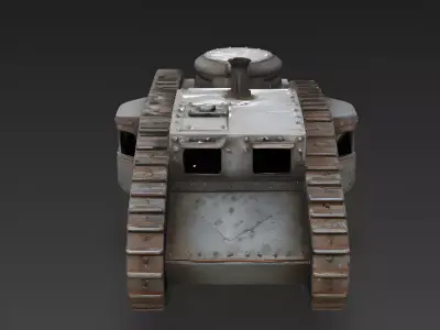 Realistic Abandoned WWI Tank 3D Model Low-poly 3D model