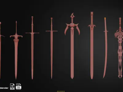 50 Sword Base Mesh Low-poly 3D model