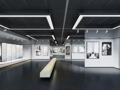 low poly gallery hall Low-poly 3D model