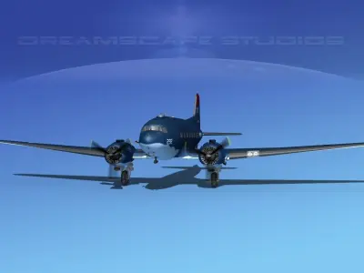 Douglas R-4D Dakota US Marines V3 3D model