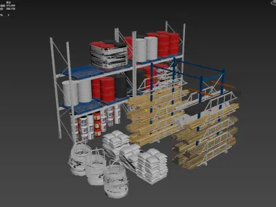 Warehouse shelves 3D model purchase