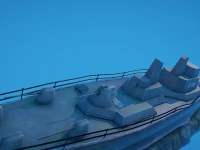 Battleship Shipwreck Low-poly 3D model