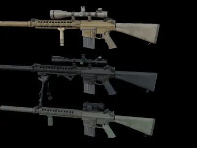 Semi-Automatic Sniper Pack Low-poly 3D model