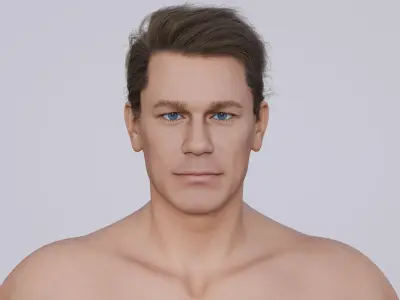 John Cena - American Celebrity Actor WWE - Side Part Hairstyle Low-poly 3D model