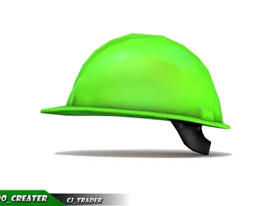 Worker Helmet Green Safety Helmet Lowpoly 3d model Low-poly 3D model