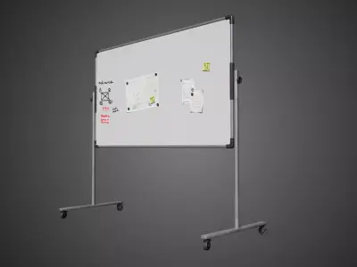 White Dry Erase Board Low-poly 3D model