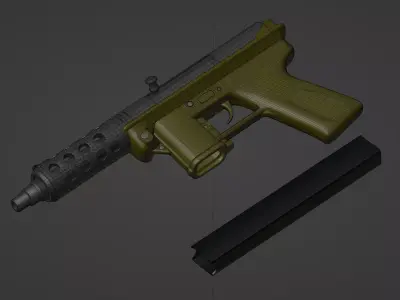 Tec 9 Stylized Gun Submachine gun Low-poly 3D model