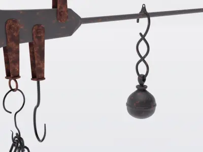 Steelyard metal bowl hanging on chain 3D model