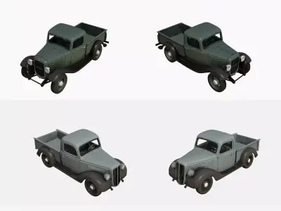 Early Vintage Pickup Truck 4-Pack Set Classic Utility Collection 3D model