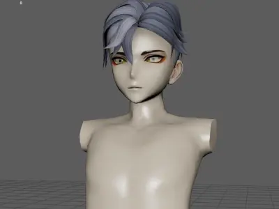 Anime Hair 5 Low-poly 3D model
