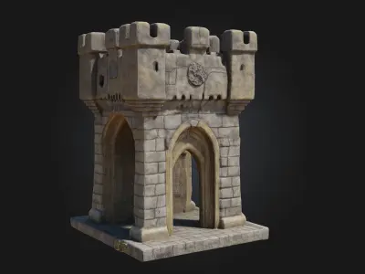 Stone Fortress Tower  Stalwart Defense in Medieval Style 3D model