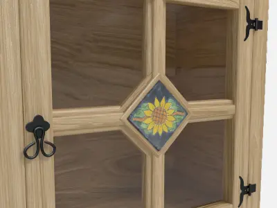 D4C213 Sunflower Rustic Dishes Furniture Vajillero Girasol 3D model