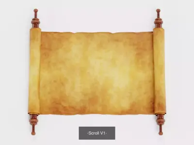 4 Scrolls Collection - Blank Medieval Parchment Sheets 3D Model Pack