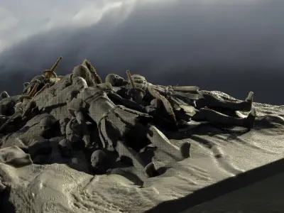 Battlefield aftermath with weapons 3D model